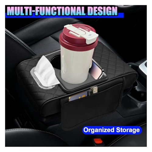 Leather Car Center Console Cover (Black)