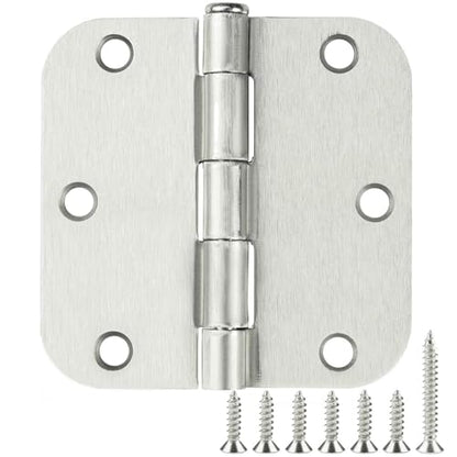 Rounded Door Hinges Brushed Nickel 3.5 Inch 5 (Satin Nickel-Rounded / 48 Pack)