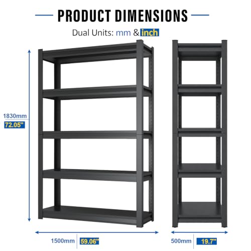 72''H Garage Shelving Heavy Duty (59'' W x 19.''7D x 72'' H)