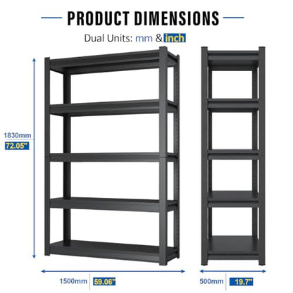 72''H Garage Shelving Heavy Duty (59'' W x 19.''7D x 72'' H)