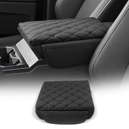 for 2024 2025 2026 Cybertruck Center Console Cover Armrest Cover for Tesla Cybertruck Accessories Arm Rest Protector with Side Pockets Back Mesh 4 Velcro Pockets (Cybertruck Thickened with Side Pocket)
