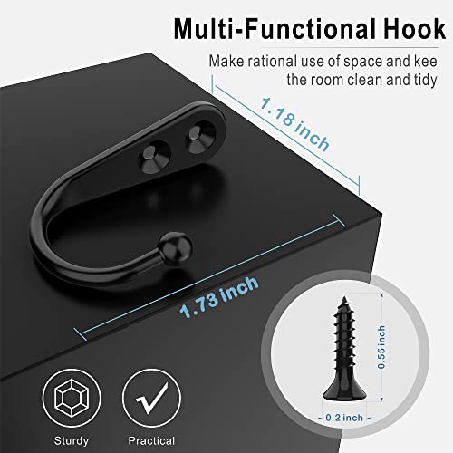 15 Pack Black Wall Mount Hooks for Hanging Coats & Towels (15PCS Black Hooks)