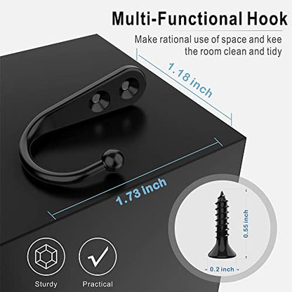 15 Pack Black Wall Mount Hooks for Hanging Coats & Towels (15PCS Black Hooks)