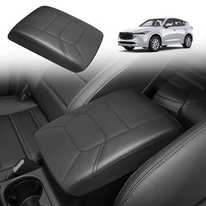 Armrest Cover for Mazda CX (24) 17-26 |CX-5| Black/Black Stitching, Regular)
