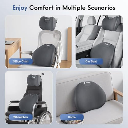 Lumbar Support Pillow and Neck Pillow for Office Chair Car (Gray / 2 Pieces)