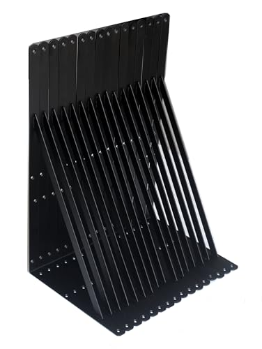 16 Pack L24 x H 12" Black Heavy Duty Shelf Brackets with Screws Metal Shelf Brackets Shelf Support Angle Brackets for Shelves L Brackets Heavy Duty Floating Shelf (16 Pack-Black / 24''x12'')