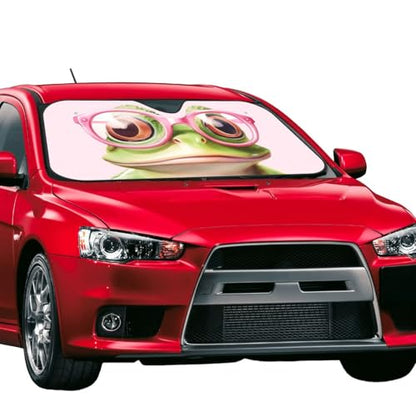 Funny Frog Car Sun Shade Windshield Sunshade Foldable Front Window Shield Cover for Truck SUV (Blue10 / Small)