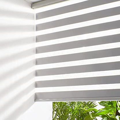 Cordless Zebra Blinds for Windows Shades (35.5"w X 64"h / Grey)