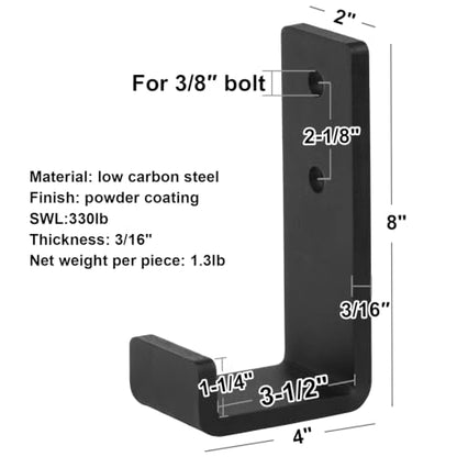 2 Pack Heavy Duty J Hook (3-1/2 Inch)