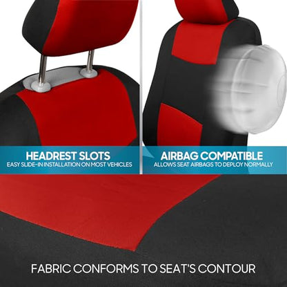 PolyPro Car Seat Covers Full Set in Red on Black (Red)