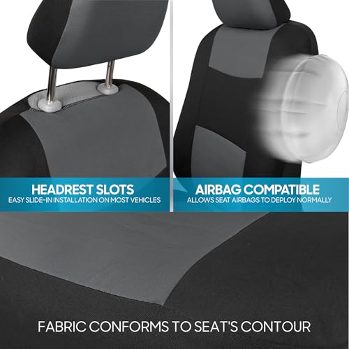 PolyPro Car Seat Covers Full Set in Gray on Black (Gray)