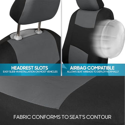 PolyPro Car Seat Covers Full Set in Gray on Black (Gray)