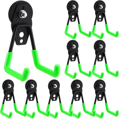 10 Pcs Large Magnetic Hooks Heavy Duty Garage Magnet Hooks Strong Storage Utility Magnetic Hangers with Anti Slip Rubber Coating for Indoor and Outdoor Hanging (Green)