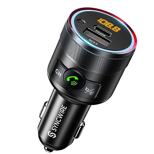 Bluetooth 5.4 Car Adapter 38W FM Transmitter Hands Free Calls (Black)