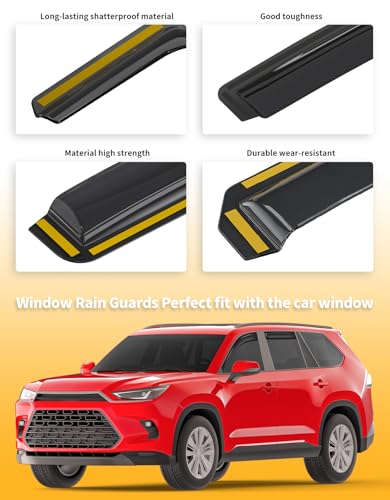 Window Visors Rain Guards for Toyota Grand Highlander 2024 (Fit for 2024-2026 Toyota Grand Highlander)
