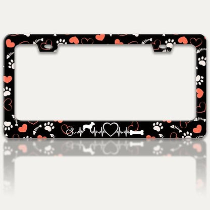 Dog Paw Prints License Plate Frame Stainless Steel Car Parts 2 Hole 6x12 in (Dog Paw Prints)