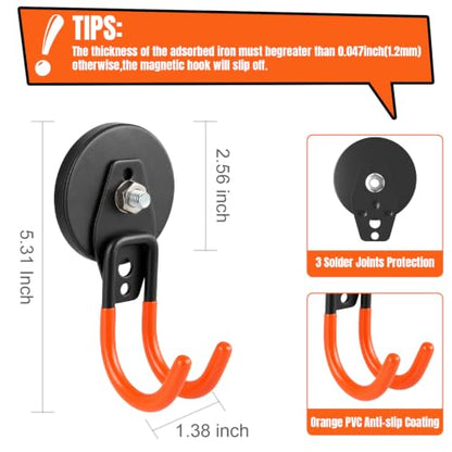 Heavy Duty Magnetic Garage Hooks (Orange)