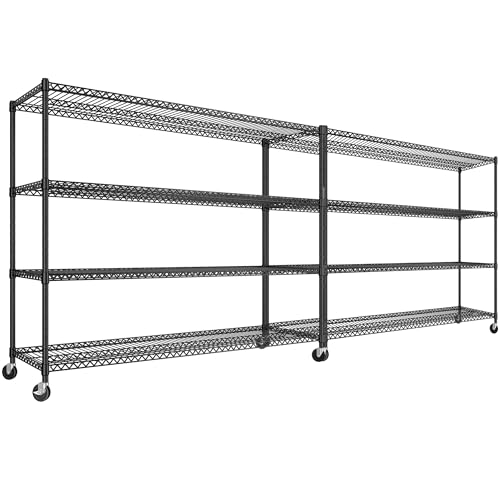 60''W Storage Shelves 2399LBS Metal Shelving Unit with Wheels & Feet (4-Tier,60" W X 65.5" H X 18" D)