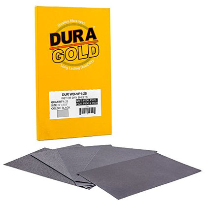 5-1/2" x 9" Wet or Dry Sandpaper Sheets, Grits 150, 220, 320, 400 (Variety Pack #1)