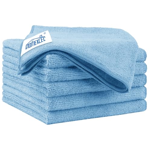 Blue Microfiber Cleaning Cloth 6 Pack 12.5 x 12.5 inch Microfiber Towels for Cars Ultra Absorbent Car Washing Cloth Lint Free Streak Free Cleaning Rags for Car (Blue / 12.5 x 12.5 Inch)