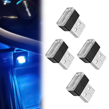 4 PCS USB LED Car Interior Ambient Lighting Kit (4pcs blue)