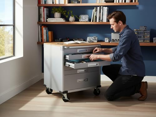 Heavy Duty Rolling Storage Cabinet with Wheels and Drawers (6 Drawer (28" W x 25" D x 34.5" H) / Granite)