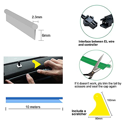 El Wire White Interior Car LED Strip Lights (White / 10 M)