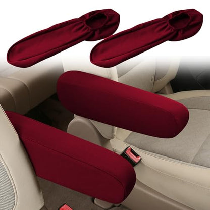 2PC Car Front Seat Armrest Covers (Wine Red-2PC)