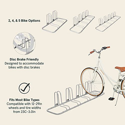 Stash Rack 4 Bike Floor Stand Bicycle Storage Organizer (Grey / 4 Bike)
