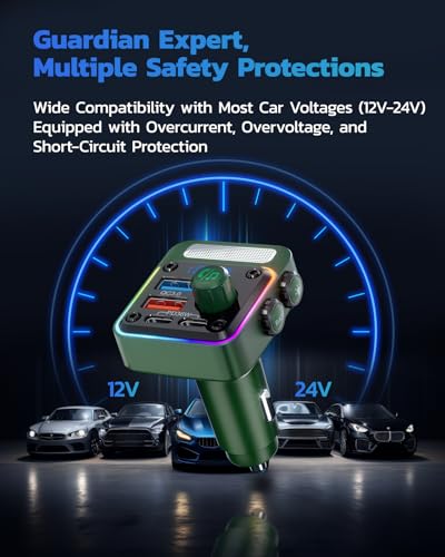 54W Bluetooth 5.3 Car Adapter (Green)