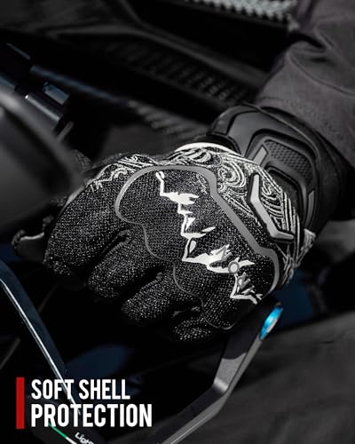 Motorcycle Gloves Motorbike Glove for Men Women Full Finger Knuckle Protection Touch Screen Cycling ATV Hiking Riding (Large / mountain-Black)