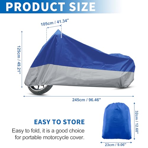 Motorcycle Cover for Harley Davidson Fits Up to 96.46" XL (Blue / XL)