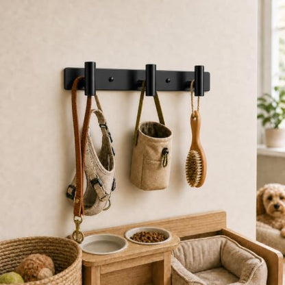 Wall Mounted Coat Rack ("T" Shape 3 Hooks - 1 Pack / Black)