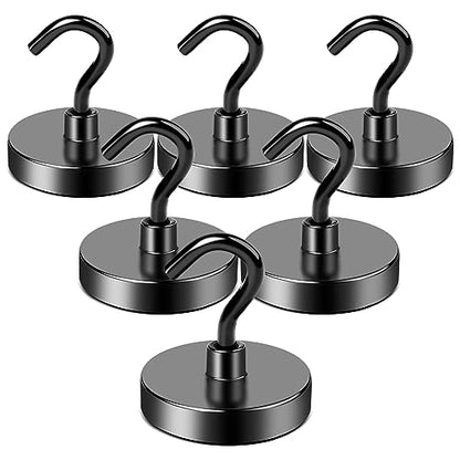 Magnetic Hooks for Cruise Cabins 130LBS Heavy Duty Magnet Hook 6 P (Black / 1.26in)