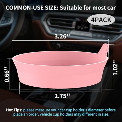 Car Cup Holder Coasters [4 Pack] Silicone Cups Mats (4pack-pink)