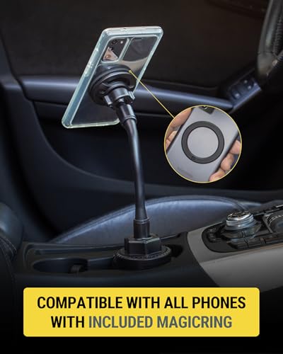 MagicMount™ SMSCUP Magnetic Cup Holder Phone Mount with Adjustable Gooseneck and Magnet Head (Cup Holder / 1 Pack / Black)