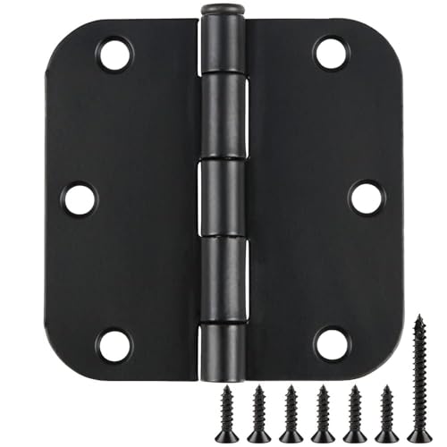 Rounded Door Hinges Matte Black 3.5 Inch for Interior 1 Pack (Matte Black-Rounded / 1 Pack-no squeak)