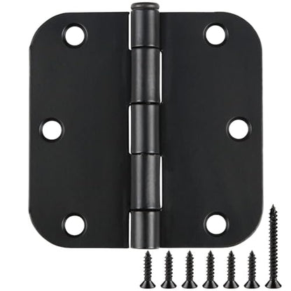 Rounded Door Hinges Matte Black 3.5 Inch for Interior 1 Pack (Matte Black-Rounded / 1 Pack-no squeak)