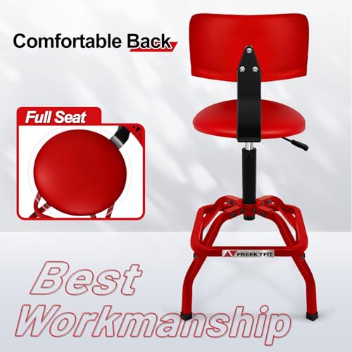 Shop Stool with Backrest (Red)