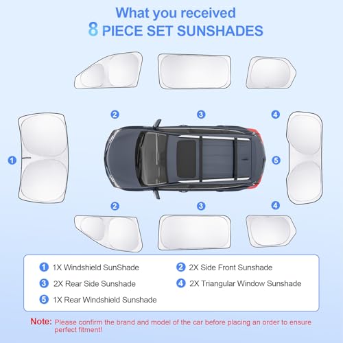 8pcs Car Window Shades for Grand Cherokee 2022 (for Grand Cherokee 22-25)