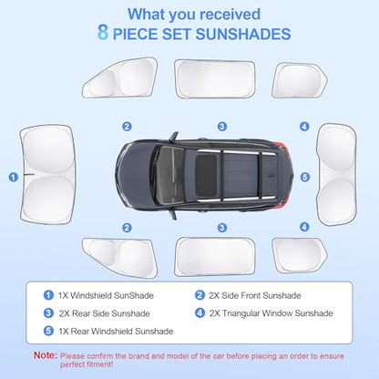 8pcs Car Window Shades for Grand Cherokee 2022 (for Grand Cherokee 22-25)