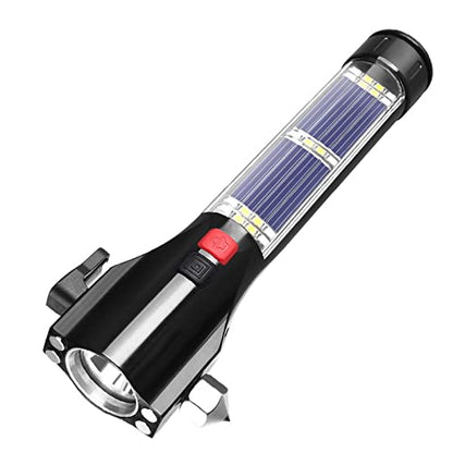 All-in-1 Car Safety Hammer, Multi-Function Emergency Escape Hammer with Window Breaker and Seatbelt Cutter, Mobile Power, LED Flashlight, Alarm Rescue, Strobe SOS Beacon (Metallic)