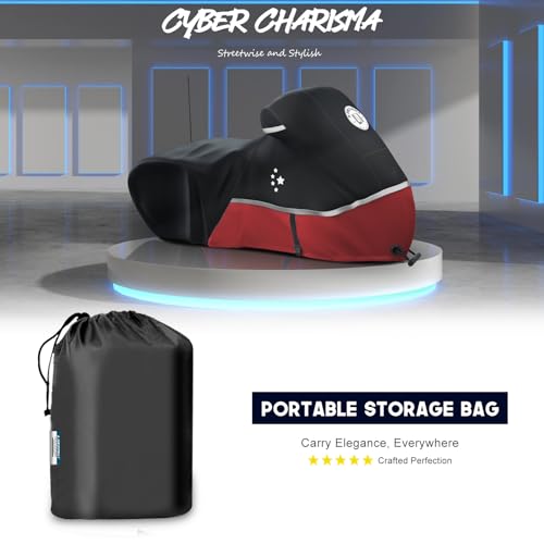 Motorcycle Cover 420D Heavy Duty Storage for Touring Models Harley Davidson Road King (Red / 107“ - Side Box)