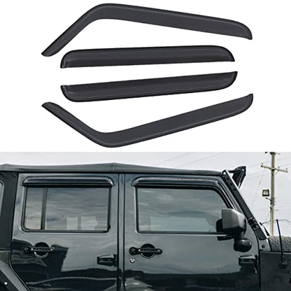 4pcs Window Visors Rain Guards for 2007 (for 2007-2018 Jeep Wrangle)