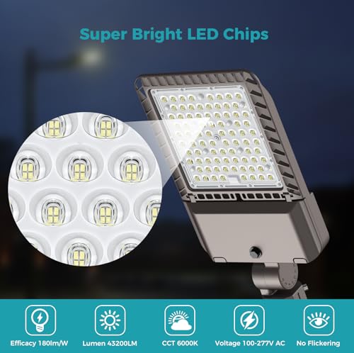 240W Parking Lot Light 43200LM LED Street Lights Outdoor 3Pack (Brown / 240W 3P)