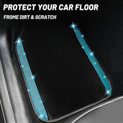 Aquamrine Bling Car Floor Mats Full Set (Aquamarine Diamond / Car Floor Mats (4 Pieces))