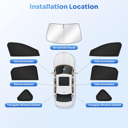 Sunshades for 2025 2026 Kia K4 Accessories Windshield Sun Shade Side Rear Window Shade Cover Sun Visor Shield Privacy Protection for Camping Keep Vehicle Cool Black 7PCS (Kia K4 2025-Present)