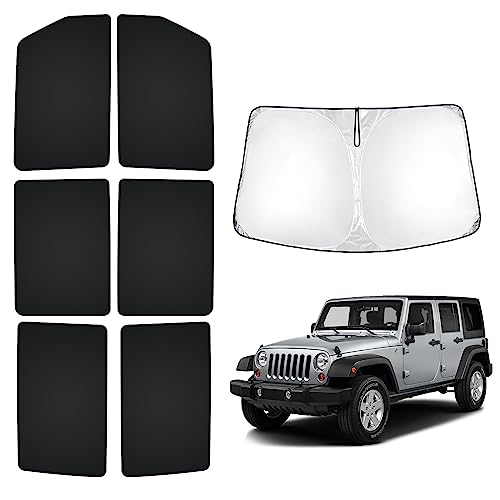 Windshield Sun Shade for Jeep Wrangler JK 2007 (Sunshade for Jeep Wrangler 07-18)