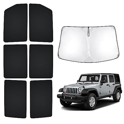 Windshield Sun Shade for Jeep Wrangler JK 2007 (Sunshade for Jeep Wrangler 07-18)