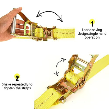 4 Pack 2 Inch Ratchet Straps Heavy Duty 16ft Tie Down Straps Ratchet with Double J Hook (15ft)